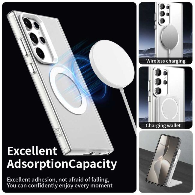 Husa premium pentru  Samsung Galaxy S23 Ultra 5G VivaShell Fusion compatibila MagSafe, Anti-Shock - Protectie Avansata Display & Camera - Design Slim și Elegant - Alb