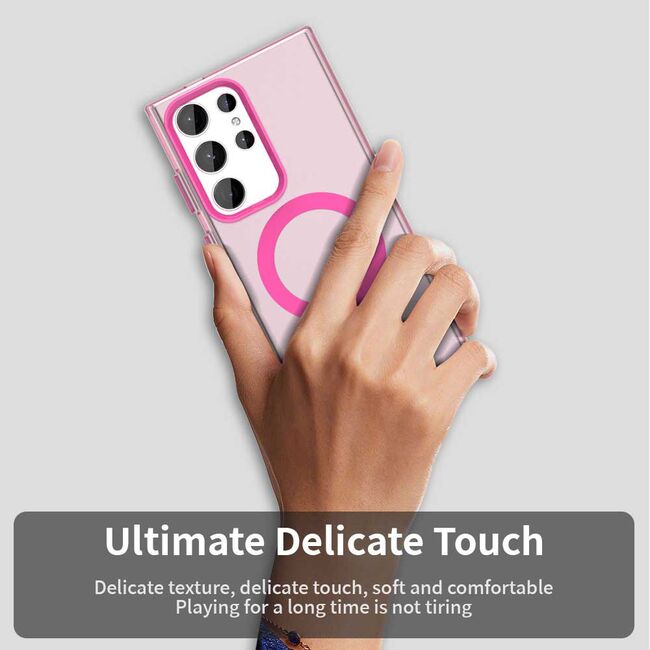 Husa premium pentru  Samsung Galaxy S23 Ultra 5G VivaShell Fusion compatibila MagSafe, Anti-Shock - Protectie Avansata Display & Camera - Design Slim și Elegant - Roz