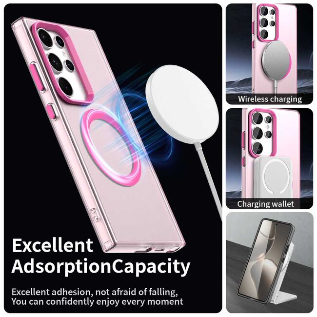 Husa premium pentru  Samsung Galaxy S23 Ultra 5G VivaShell Fusion compatibila MagSafe, Anti-Shock - Protectie Avansata Display & Camera - Design Slim și Elegant - Roz