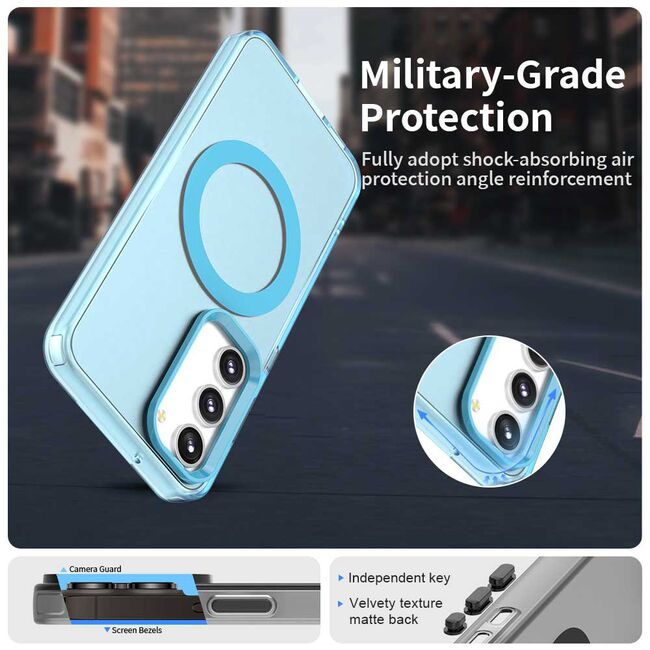 Husa premium pentru  Samsung Galaxy S23 VivaShell Fusion compatibila MagSafe, Anti-Shock - Protectie Avansata Display & Camera - Design Slim și Elegant - Albastru