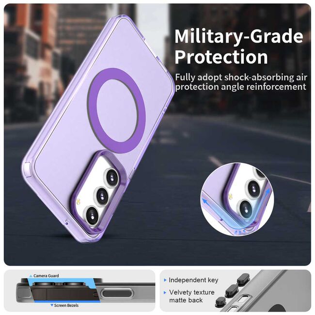 Husa premium pentru  Samsung Galaxy S23 VivaShell Fusion compatibila MagSafe, Anti-Shock - Protectie Avansata Display & Camera - Design Slim și Elegant - Mov