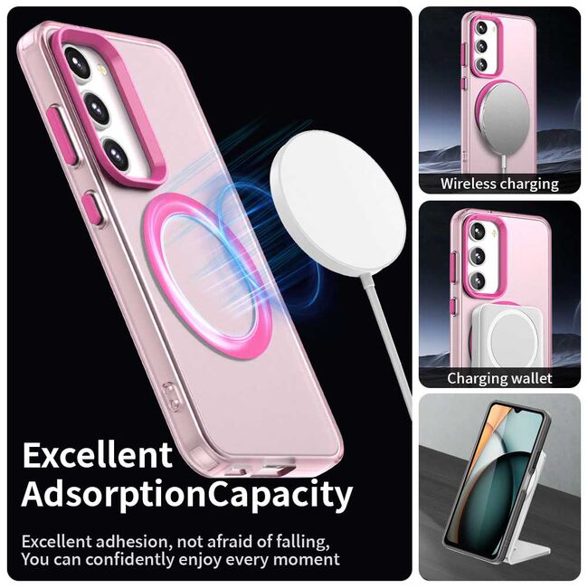 Husa premium pentru  Samsung Galaxy S23 VivaShell Fusion compatibila MagSafe, Anti-Shock - Protectie Avansata Display & Camera - Design Slim și Elegant - Roz