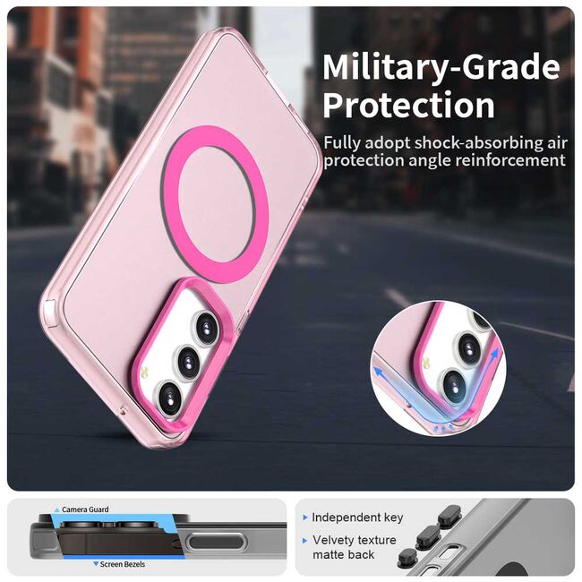 Husa premium pentru  Samsung Galaxy S23 VivaShell Fusion compatibila MagSafe, Anti-Shock - Protectie Avansata Display & Camera - Design Slim și Elegant - Roz