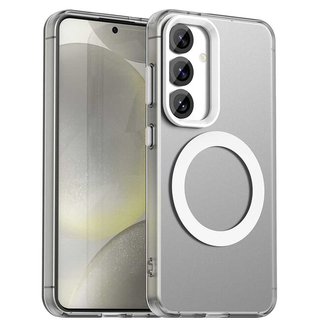 Husa premium pentru  Samsung Galaxy S24 FE VivaShell Fusion compatibila MagSafe, Anti-Shock - Protectie Avansata Display & Camera - Design Slim și Elegant - Alb
