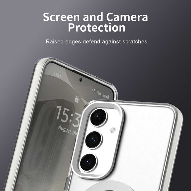 Husa premium pentru  Samsung Galaxy S24 FE VivaShell Fusion compatibila MagSafe, Anti-Shock - Protectie Avansata Display & Camera - Design Slim și Elegant - Alb