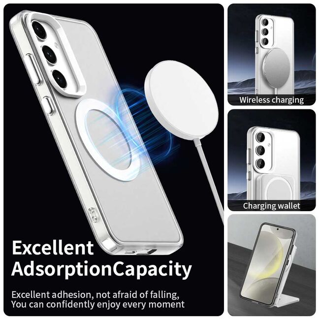 Husa premium pentru  Samsung Galaxy S24 FE VivaShell Fusion compatibila MagSafe, Anti-Shock - Protectie Avansata Display & Camera - Design Slim și Elegant - Alb