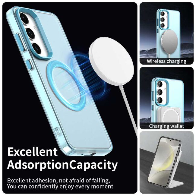 Husa premium pentru  Samsung Galaxy S24 FE VivaShell Fusion compatibila MagSafe, Anti-Shock - Protectie Avansata Display & Camera - Design Slim și Elegant - Albastru