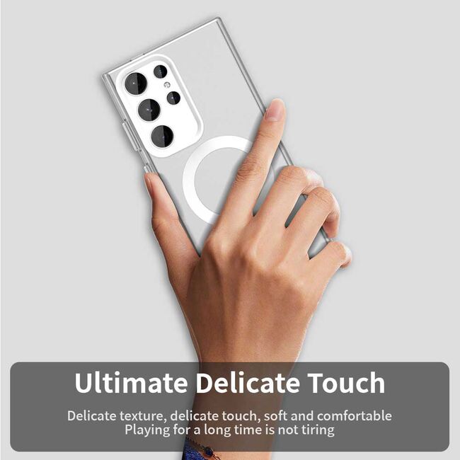 Husa premium pentru  Samsung Galaxy S24 Ultra VivaShell Fusion compatibila MagSafe, Anti-Shock - Protectie Avansata Display & Camera - Design Slim și Elegant - Alb