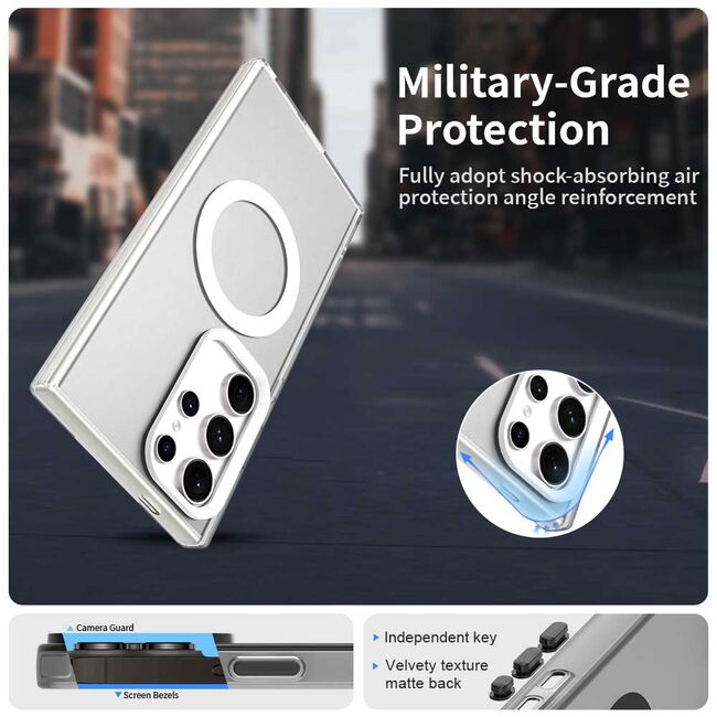 Husa premium pentru  Samsung Galaxy S24 Ultra VivaShell Fusion compatibila MagSafe, Anti-Shock - Protectie Avansata Display & Camera - Design Slim și Elegant - Alb