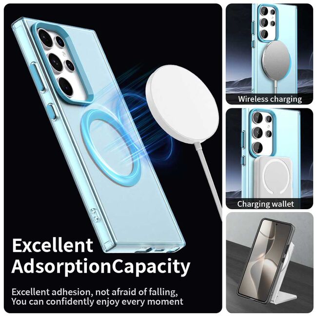 Husa premium pentru  Samsung Galaxy S24 Ultra VivaShell Fusion compatibila MagSafe, Anti-Shock - Protectie Avansata Display & Camera - Design Slim și Elegant - Albastru