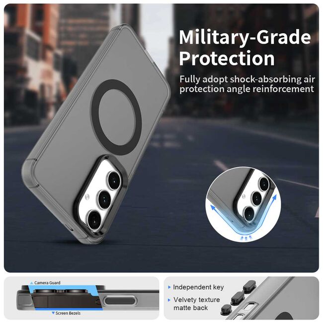 Husa premium pentru  Samsung Galaxy S25 VivaShell Fusion compatibila MagSafe, Anti-Shock - Protectie Avansata Display & Camera - Design Slim și Elegant - Negru