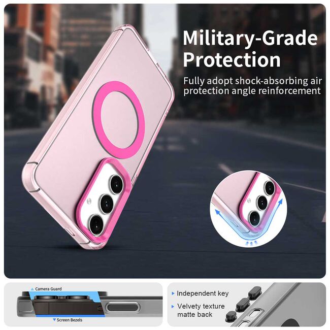 Husa premium pentru  Samsung Galaxy S25 VivaShell Fusion compatibila MagSafe, Anti-Shock - Protectie Avansata Display & Camera - Design Slim și Elegant - Roz