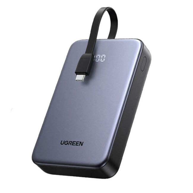 Baterie Externa USB, USB-C cu Cablu Type-C, 20000mAh, Fast Charging, 22.5W, 5V/3A - Ugreen PB505 (45762) - Grey