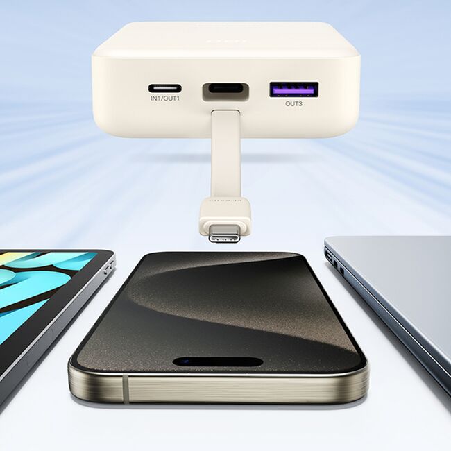 Baterie Externa USB, USB-C cu Cablu Type-C, 20000mAh, Fast Charging, 22.5W, 5V/3A - Ugreen PB505 (45762) - Grey