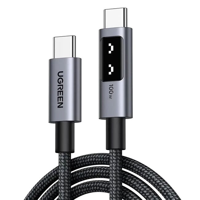 Cablu de date si incarcare USB-C la USB-C, Fast Charge PD 5A, 100W, 2m - Ugreen L509 - Space Gray