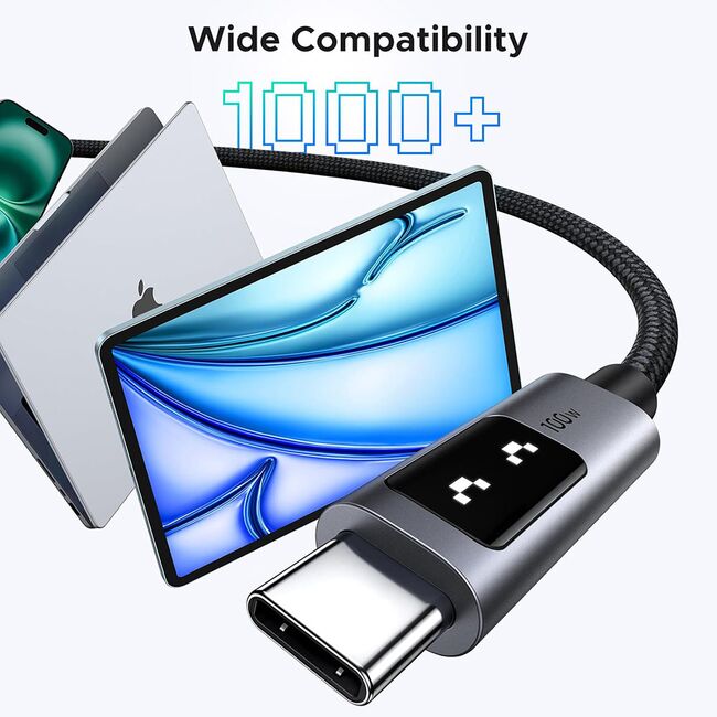 Cablu de date si incarcare USB-C la USB-C, Fast Charge PD 5A, 100W, 2m - Ugreen L509 - Space Gray