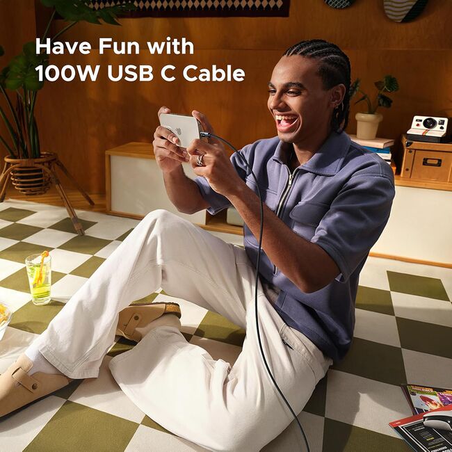 Cablu de date si incarcare USB-C la USB-C, Fast Charge PD 5A, 100W, 2m - Ugreen L509 - Space Gray