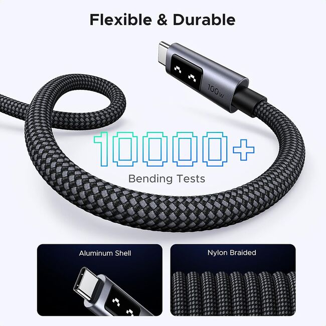 Cablu de date si incarcare USB-C la USB-C, Fast Charge PD 5A, 100W, 2m - Ugreen L509 - Space Gray
