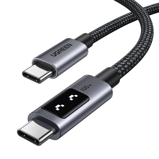 Cablu de date si incarcare USB-C la USB-C, Fast Charge PD 5A, 100W, 2m - Ugreen L509 - Space Gray