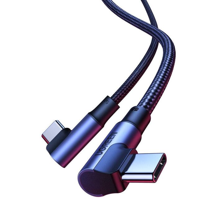 Cablu de date si incarcare USB-C la USB-C 90 Degree Cable, Fast Charging PD 100W, 5A, 480Mb/s, 2m - Ugreen - Space Gray