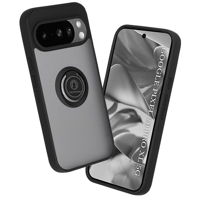 Husa de protectie pentru  Google Pixel 10 Pro XL premium cu inel stand rotativ, suport magnetic si bumper anti-alunecare - Negru