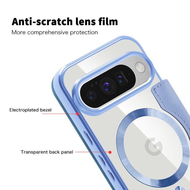 Husa pentru  Google Pixel 10 Pro XL EliteBook Executive Tip Carte cu Protectie RFID, Compatibilitate MagSafe si protectie lentile Transparent - Albastru