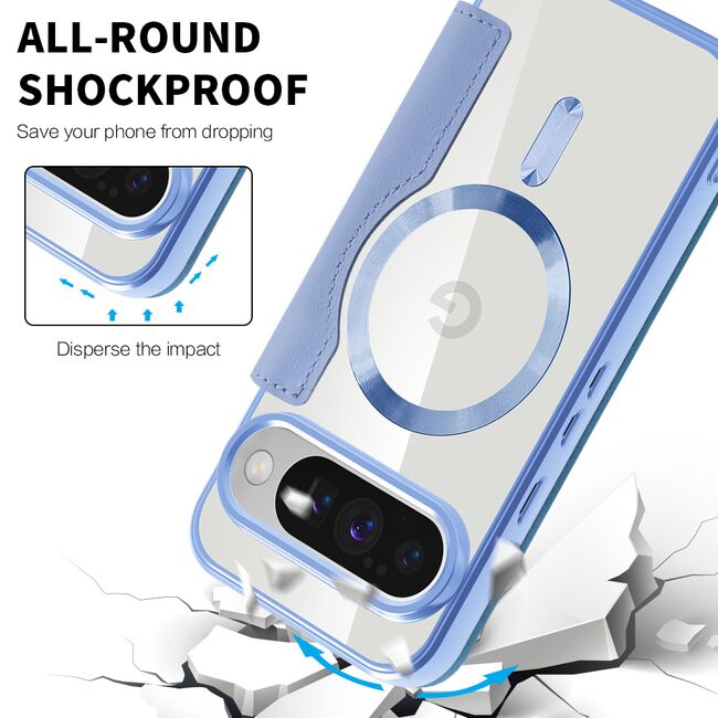 Husa pentru  Google Pixel 10 Pro XL EliteBook Executive Tip Carte cu Protectie RFID, Compatibilitate MagSafe si protectie lentile Transparent - Albastru