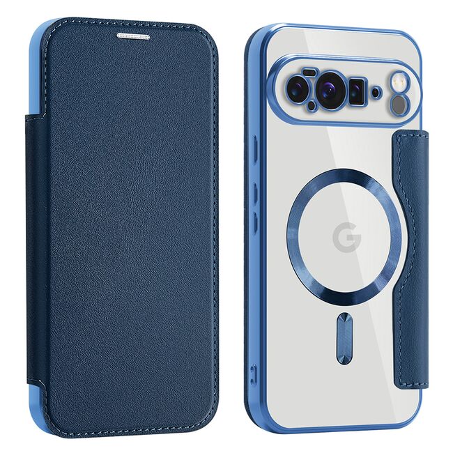 Husa pentru  Google Pixel 10 Pro XL EliteBook Executive Tip Carte cu Protectie RFID, Compatibilitate MagSafe si protectie lentile Transparent - Albastru