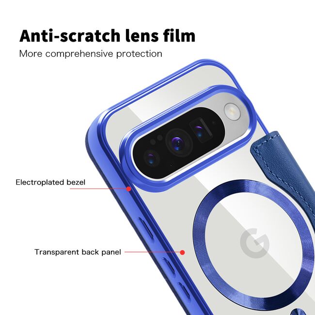 Husa pentru  Google Pixel 10 Pro XL EliteBook Executive Tip Carte cu Protectie RFID, Compatibilitate MagSafe si protectie lentile Transparent - Albastru