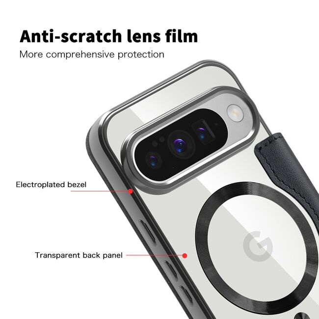 Husa pentru  Google Pixel 10 Pro XL EliteBook Executive Tip Carte cu Protectie RFID, Compatibilitate MagSafe si protectie lentile Transparent - Negru