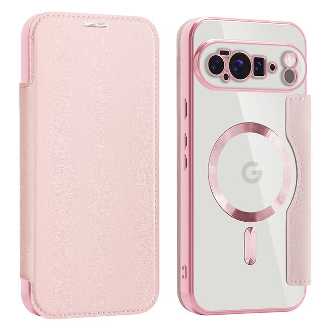 Husa pentru  Google Pixel 10 Pro XL EliteBook Executive Tip Carte cu Protectie RFID, Compatibilitate MagSafe si protectie lentile Transparent - Roz