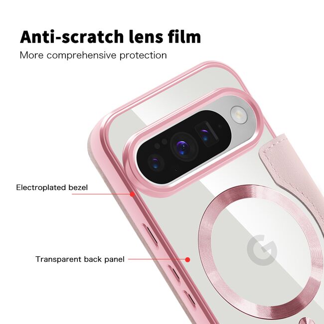 Husa pentru  Google Pixel 10 Pro XL EliteBook Executive Tip Carte cu Protectie RFID, Compatibilitate MagSafe si protectie lentile Transparent - Roz
