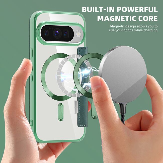 Husa pentru  Google Pixel 10 Pro XL EliteBook Executive Tip Carte cu Protectie RFID, Compatibilitate MagSafe si protectie lentile Transparent - Verde
