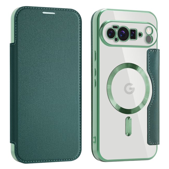 Husa pentru  Google Pixel 10 Pro XL EliteBook Executive Tip Carte cu Protectie RFID, Compatibilitate MagSafe si protectie lentile Transparent - Verde