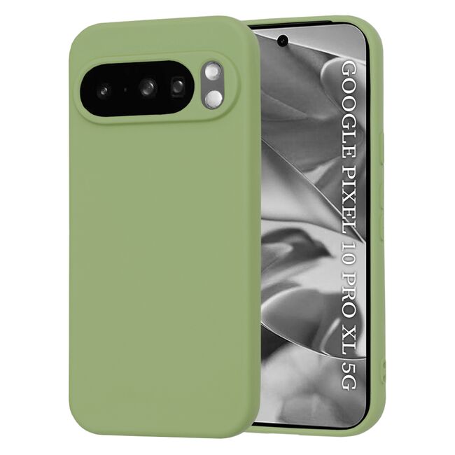 Husa pentru  Google Pixel 10 Pro XL Liquid Silicone, subțire, captusita cu microfibra, anti amprentă, protectie cameră foto, Verde