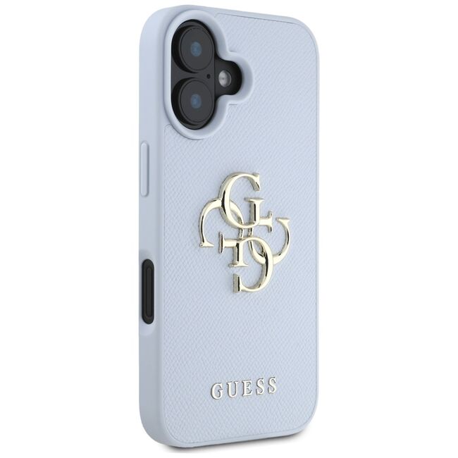 Husa pentru iPhone 16 - Guess Hardcase Grained Big 4G Logo Small Classic Logo - Blue