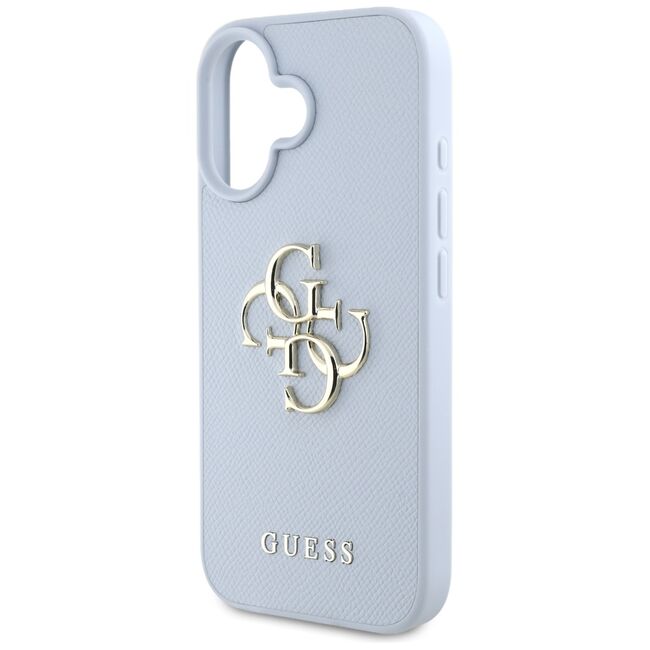 Husa pentru iPhone 16 - Guess Hardcase Grained Big 4G Logo Small Classic Logo - Blue