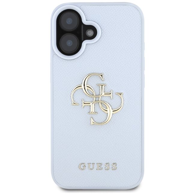 Husa pentru iPhone 16 - Guess Hardcase Grained Big 4G Logo Small Classic Logo - Blue