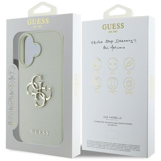 Husa pentru iPhone 16 - Guess Hardcase Grained Big 4G Logo Small Classic Logo - Verde