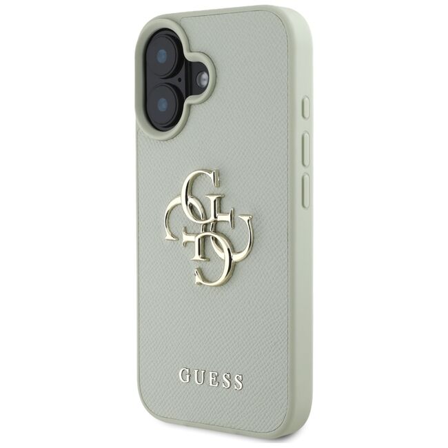 Husa pentru iPhone 16 - Guess Hardcase Grained Big 4G Logo Small Classic Logo - Verde