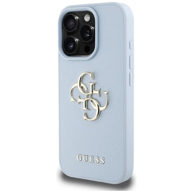 Husa pentru iPhone 16 Pro - Guess Hardcase Grained Big 4G Logo Small Classic Logo - Blue