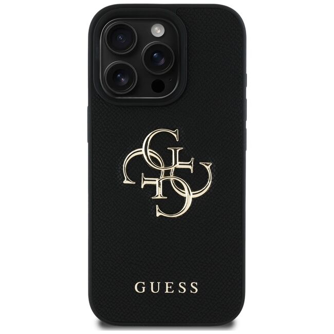 Husa pentru iPhone 16 Pro - Guess Hardcase Grained Big 4G Logo Small Classic Logo - Negru