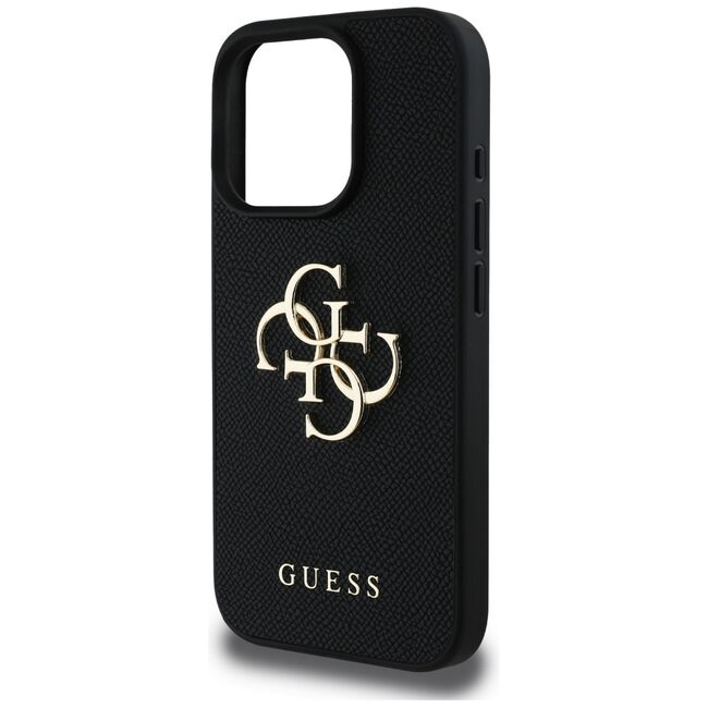 Husa pentru iPhone 16 Pro - Guess Hardcase Grained Big 4G Logo Small Classic Logo - Negru