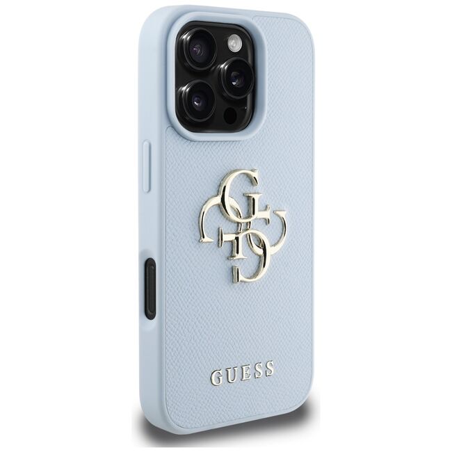 Husa pentru iPhone 16 Pro Max - Guess Hardcase Grained Big 4G Logo Small Classic Logo - Blue