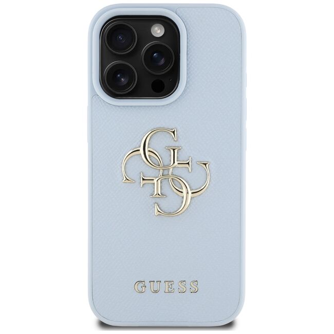Husa pentru iPhone 16 Pro Max - Guess Hardcase Grained Big 4G Logo Small Classic Logo - Blue