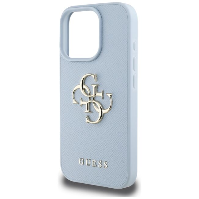 Husa pentru iPhone 16 Pro Max - Guess Hardcase Grained Big 4G Logo Small Classic Logo - Blue
