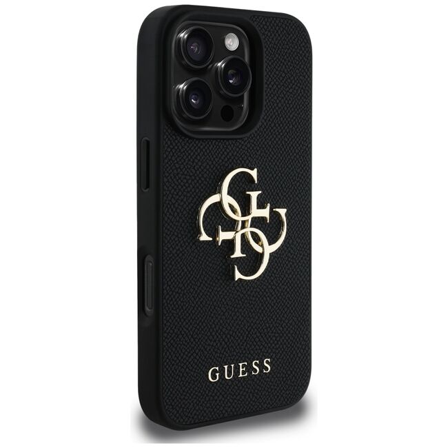 Husa pentru iPhone 16 Pro Max - Guess Hardcase Grained Big 4G Logo Small Classic Logo - Negru
