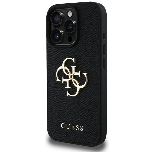 Husa pentru iPhone 16 Pro Max - Guess Hardcase Grained Big 4G Logo Small Classic Logo - Negru