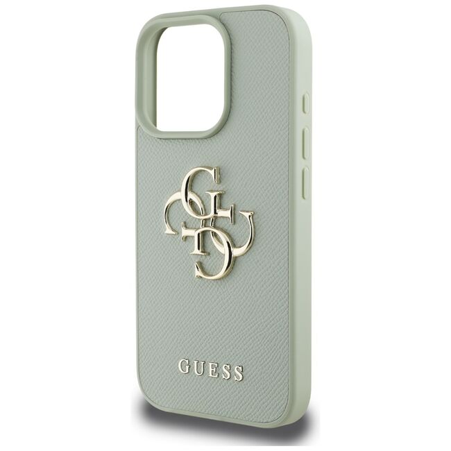 Husa pentru iPhone 16 Pro Max - Guess Hardcase Grained Big 4G Logo Small Classic Logo - Verde