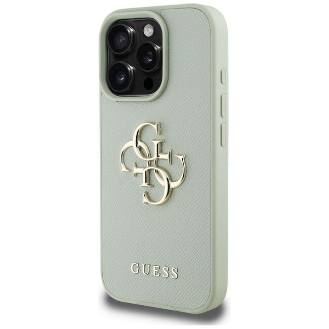 Husa pentru iPhone 16 Pro Max - Guess Hardcase Grained Big 4G Logo Small Classic Logo - Verde